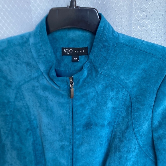 Vintage 90s collarless jacket lined hidden shoulder pads office business casual - Picture 14 of 17